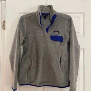 Patagonia Snap T Fleece Pullover Gray  Snap Pocket Mock Neck • S